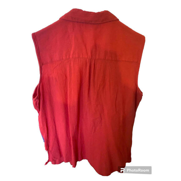 Croft&Barrow orange Embroidered Tank Shirt 100% Cotton Sz. L - Picture 2 of 5